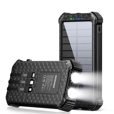 3 짜맞춘 케이블과 IPX5 방수되 휴대용 태양 동력이 공급된 파워 뱅크 충전기 26800mAh