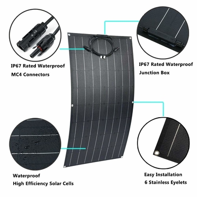 탄력적인 구부릴 수 있는 12V 100w 단일결정 태양 전지판