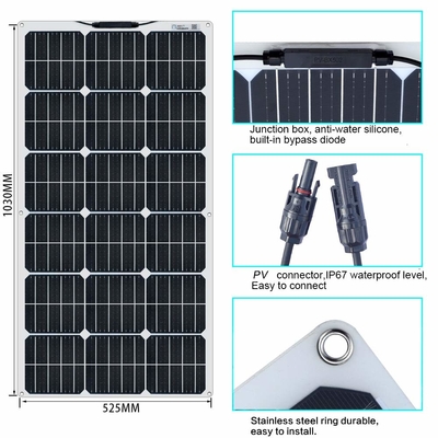 단일결정 탄력적 무정형인 태양 전지판 100W 12V 400W 40A