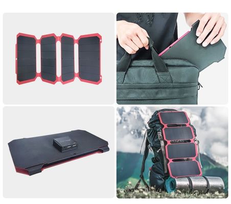 28w는 야영을 위한 힘 장비를 가진 Sunpower 태양 전지판 가동 가능한 주머니 12v/15v를 접혔습니다