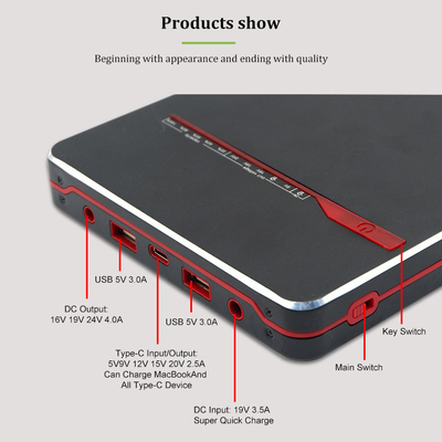 PD 65W 100W 휴대용 노프북 타입-C 노트북 파워 뱅크 40000 mah 24V 여벌 전지